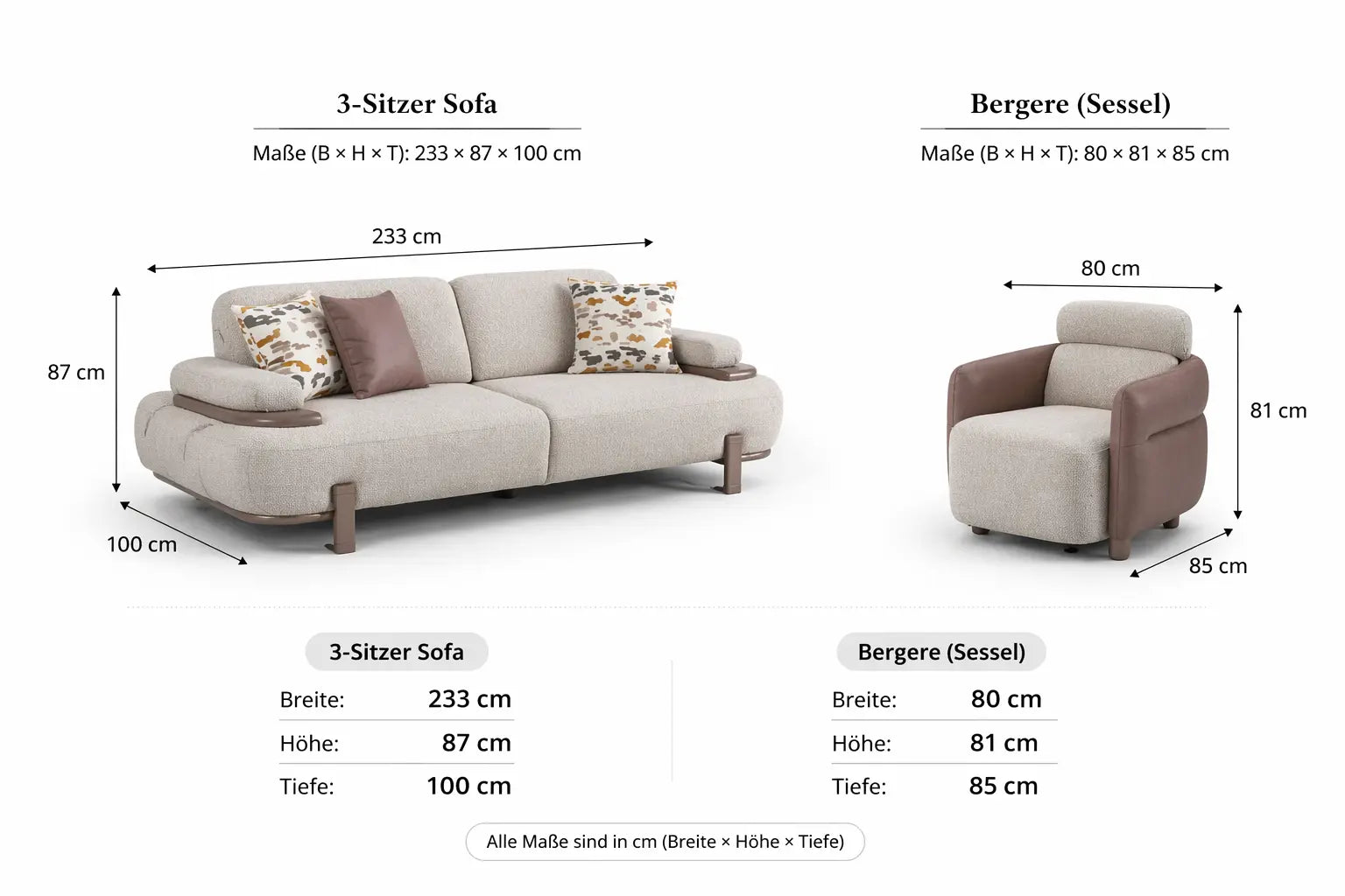 Bonita – Modernes 3-Sitzer Wohnzimmer Sofa