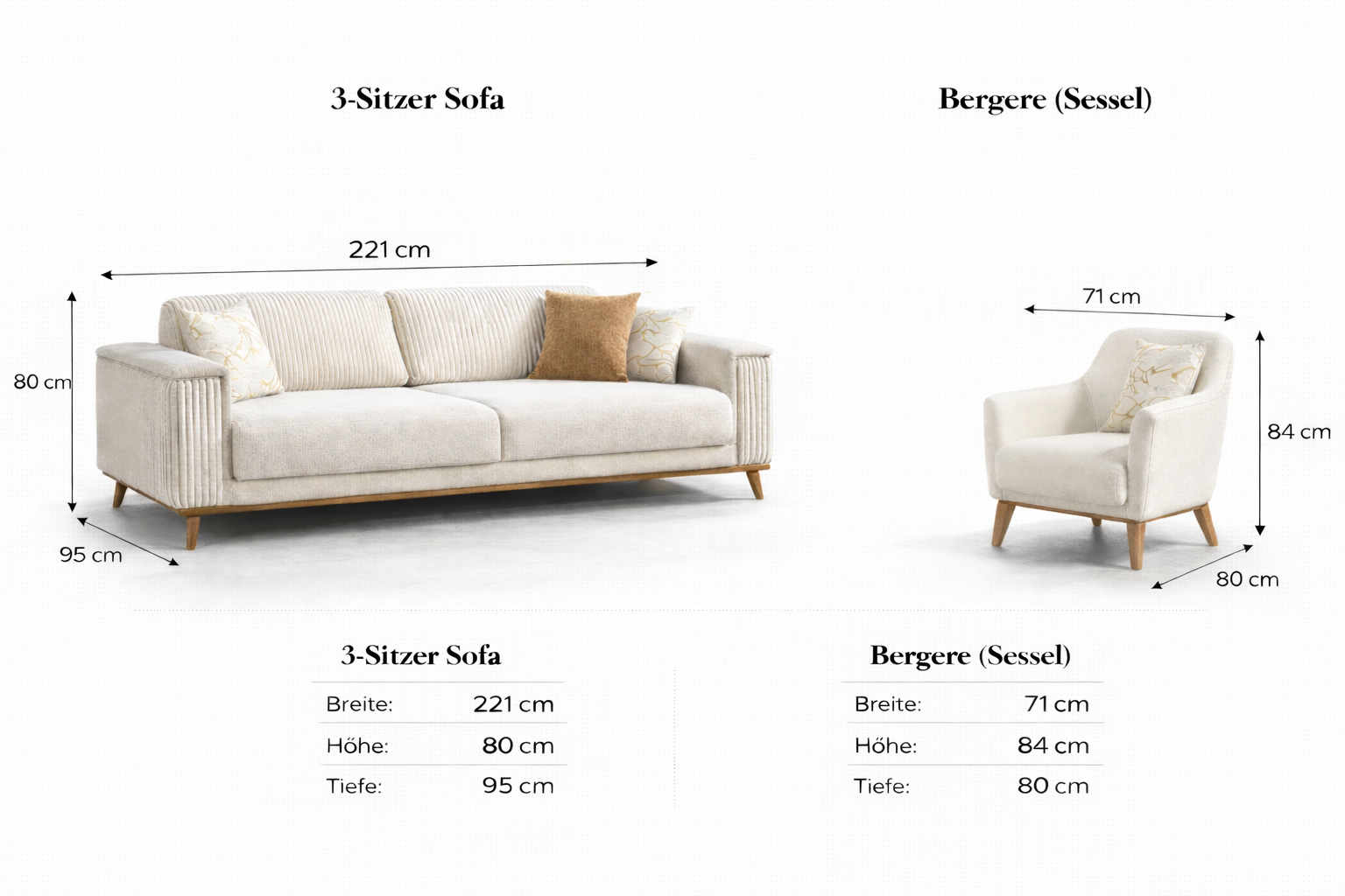 Luna – Wohnzimmer Sofa Set modern