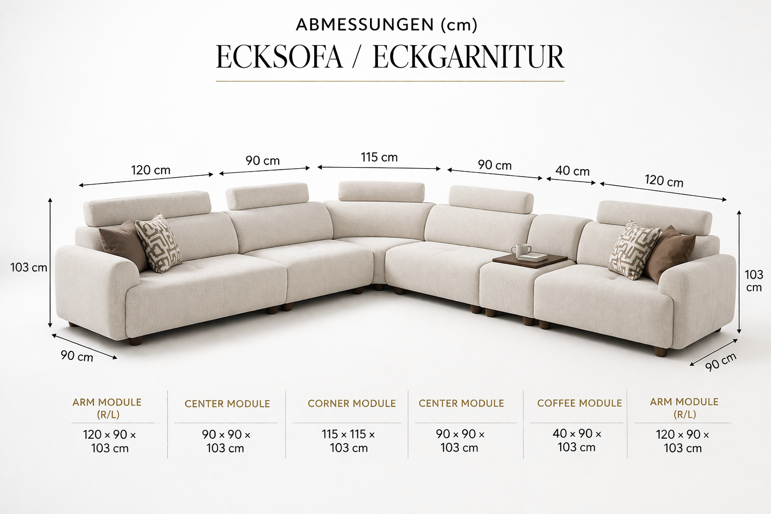 Toscana Ecksofa-Set – Wohnlandschaft L-Form